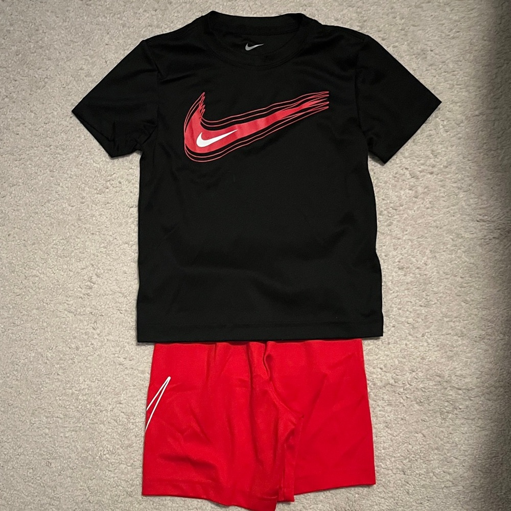 Nike Black Tee and Red Shorts Set
